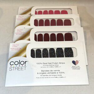 Four Packs of ColorStreet 100% Real Nail Polish Strips Easy Peel & Apply